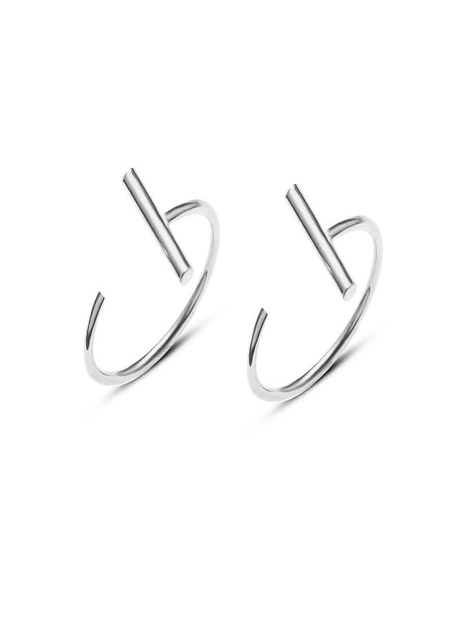 Izpack أقراط صغيرة بتصميم بسيط على شكل حرف T، نصف حلقة، عيار 18، مصنوعة من الفضة الإسترليني عيار 925، حلقات صغيرة للأنف، حلقات غضروفية، حلقات هندسية أنيقة، مناسبة للنساء والرجال ذوي الأذنين الحساسة. - Image 1